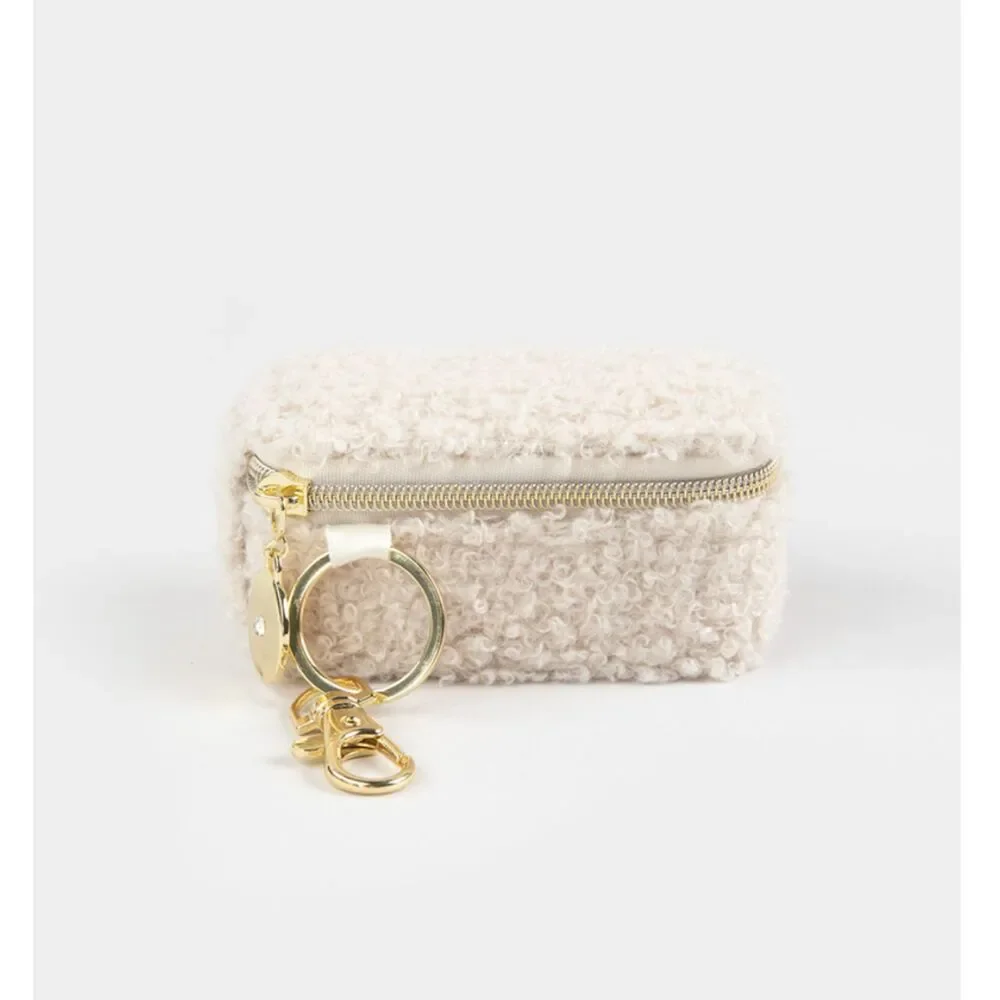 FULL TILT Sherpa Jewelry Case Bag Charm Keychain